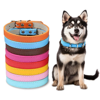 주문 갈색 노란색 보라색 분홍색 가죽 개 목걸이 개인화 된 가죽 분리 고양이 목걸이 온라인 제조