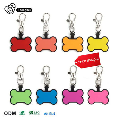 분홍색 오렌지 흰색 개 ID 태그 시리콘 이름 태그 개 개인화